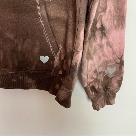 Custom Tie Dye Reflective Heart Pullover Sweatshirt Hoodie wPocket Womens Medium - Picture 5 of 13